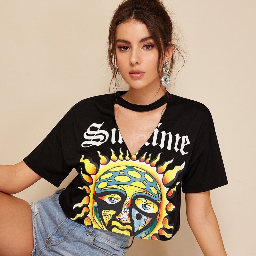 Sublime Graphic Cropped Boxy Tee Black Sizes M | L - Picture 4 of 8